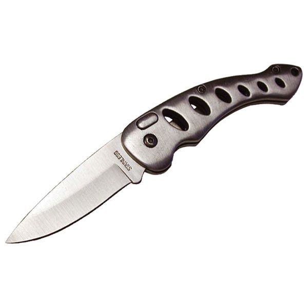 rugós zsebkés, aluminium nyél, 110mm, tokkal, övre akasztható