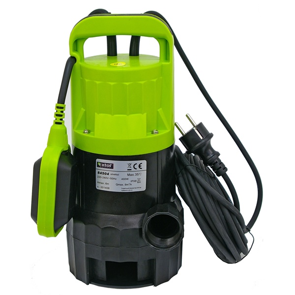 szennyvíz búvárszivattyú, úszókapcsolóval, 400W, szállító teljesítmény: 9m3/h, max. száll. 6m, KIFUTÓ, helyette: 414122