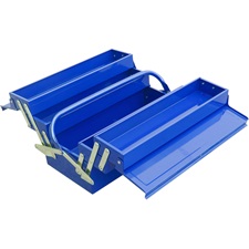 szerszámosláda fém 40×20×20cm, 5 rekesz, festett lemez, lakatolható