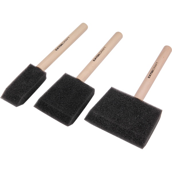 szivacs-ecset készlet, 3 db, fa nyél, 1"-2"-3"