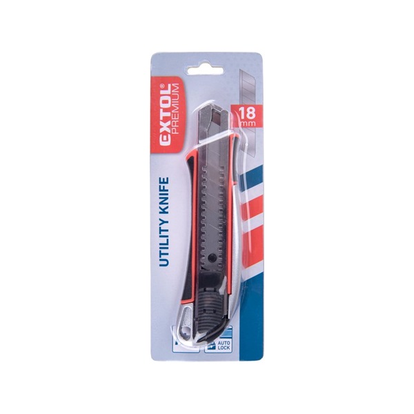 tapétavágó kés, 18mm, autolock,  ALU házas, gumirozott; pótpenge: 9123A, 8855091