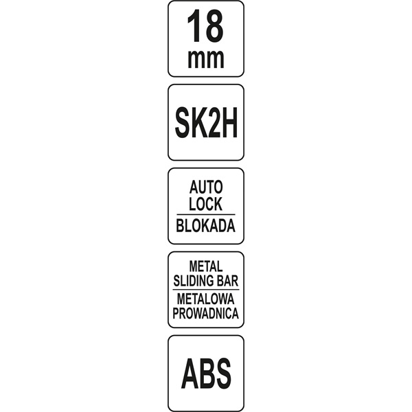 tapétavágó kés, 18mm, fémház, autolock; ABS test, TPR foganty, penge SK2H extra éles acélből, pótpenge:9123A