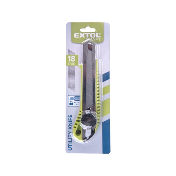 tapétavágó kés, 18mm, fémház, csavaros rögz. autolock ; bliszteren, pótpenge: 9123A (10db) 9134 (horgas törhető-5db)