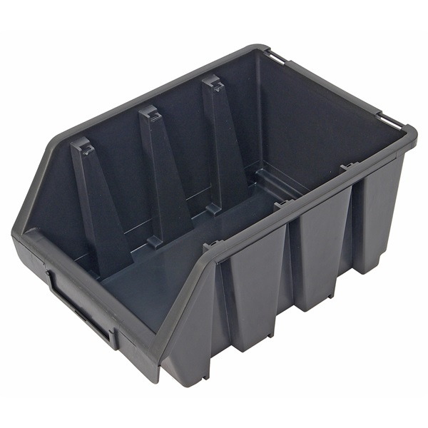 tároló doboz, ergobox; 3, közepes, 170×240×125mm, műanyag, fekete