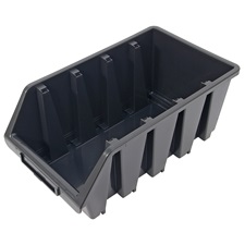 tároló doboz, ergobox; 4, nagy, 205×340×155mm, műanyag, fekete