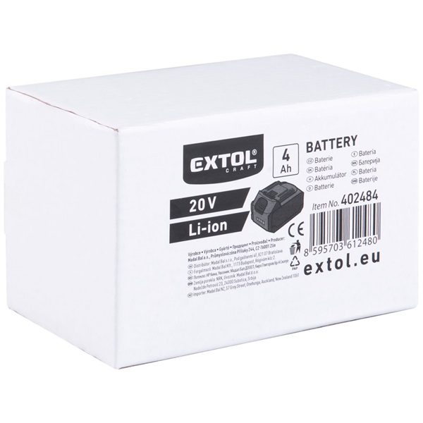 tartalék akku Extol Craft Li-ion 20 V, 4000 mA