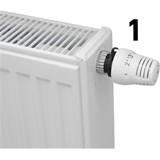 termosztát radiátorokhoz, elekrtonikus; programozható: 0-24 óra, illetve 7 nap, 2×1,5V AA elemmel működik