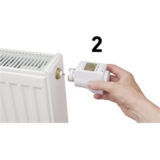termosztát radiátorokhoz, elekrtonikus; programozható: 0-24 óra, illetve 7 nap, 2×1,5V AA elemmel működik
