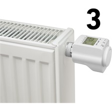 termosztát radiátorokhoz, elekrtonikus; programozható: 0-24 óra, illetve 7 nap, 2×1,5V AA elemmel működik