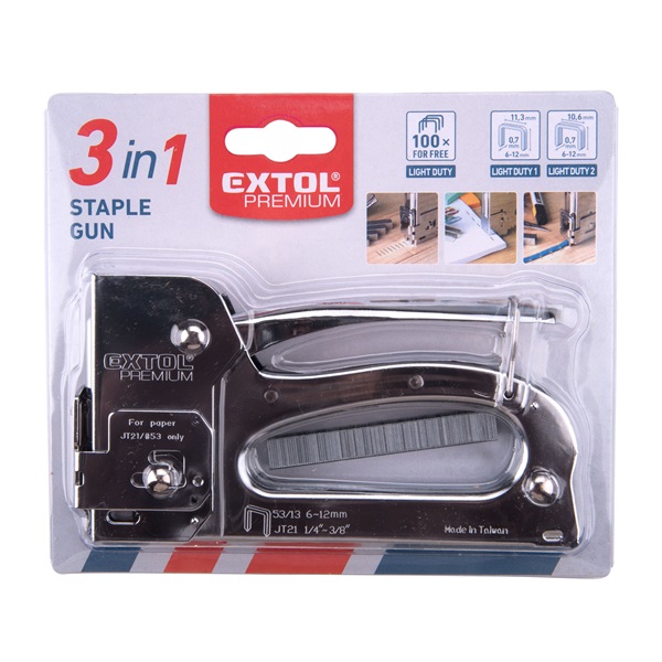 tűzőgép 10,6 és 11,3mm × 6-12mm, TÜV/GS;  3 az 1-ben funkció