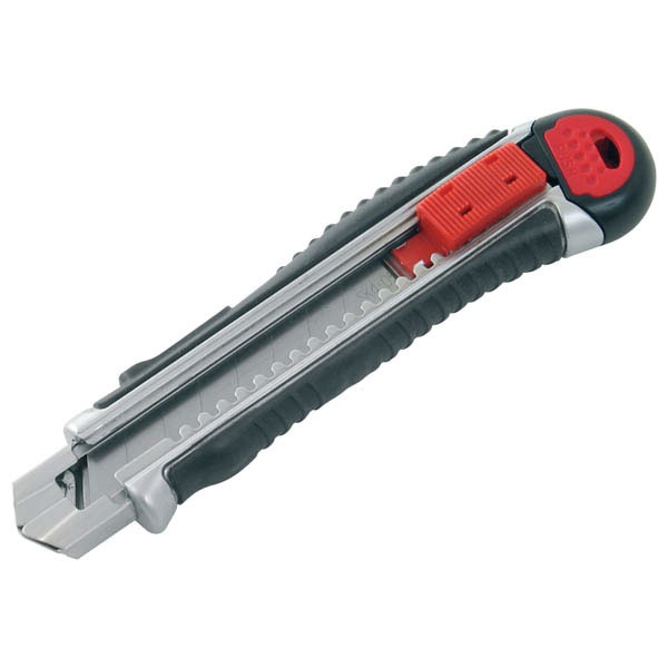 univerzális vágókés, fémházas, tripla vágóéllel; 18mm, 5db törhető penge, pótpenge: 9123A (10db) 9134 (horgas törhető-5d