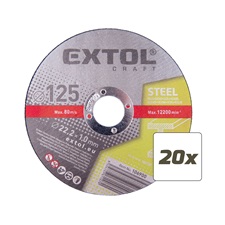 vágókorong 20 db, acélhoz; 125×1×22,2mm, max 12200 ford/perc, fémdobozban