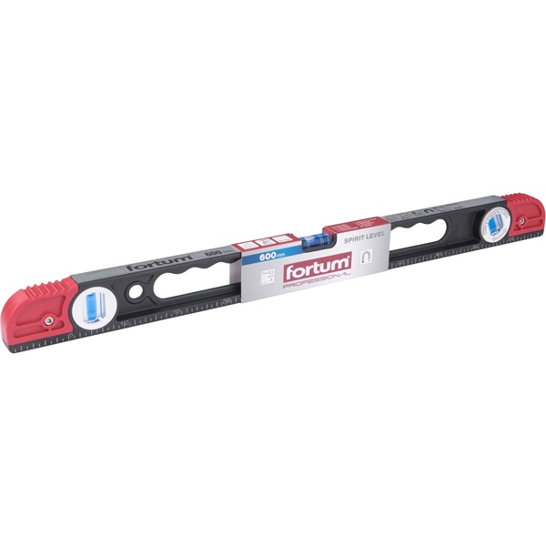 vízmérték 0,5mm/m pontos ( alu.), 3 db elektronikusan kalibrált libella FORTUM; 600mm