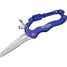 zsebkés, ALU karabiner markolat, rozsdamentes késpenge, teljes-/pengehossz: 180/75 mm, lapos+PH csavarhúzó, sörnyitó